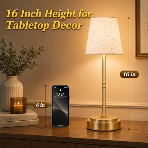 Gold Rechargeable Cordless Bedside Table Lamp