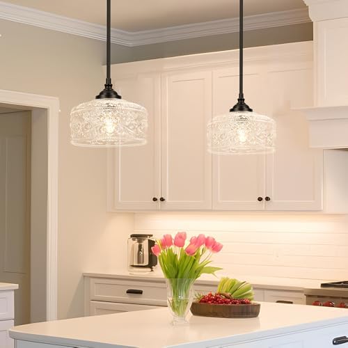 Daunton Black Vintage Glass Pendant Light
