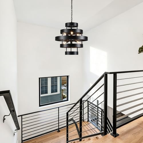 6-Light Black Industrial Farmhouse Chandelier