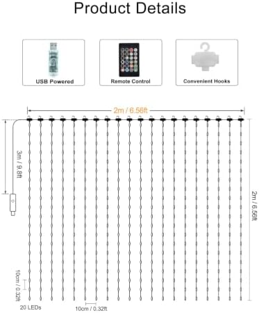LumBelle 6.6 x 6.6Ft 400 LED Smart Curtain Lights