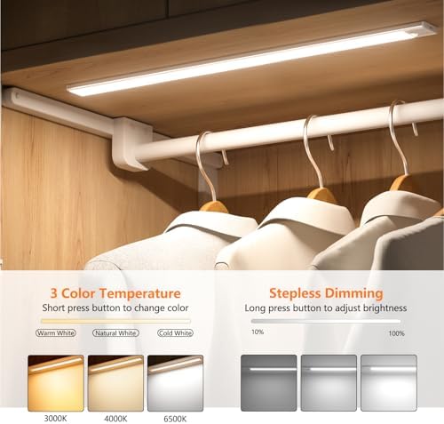 24IN Ultra Long Slim Under Cabinet Lighting, 106 LED 5000mAh 3 Color