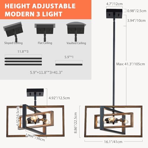 16" 3-Light Farmhouse Chandelier