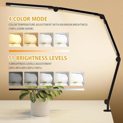 AILBTON LED Desk Lamp with Clamp, Adjustable Swing Arm