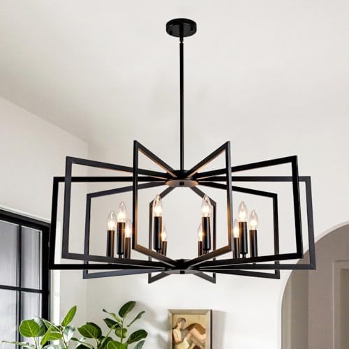 10-Light Black Farmhouse Chandelier
