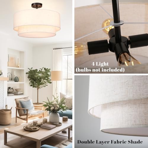 Hamilyeah 20 inch 4-Light Semi Flush Mount Ceiling Light