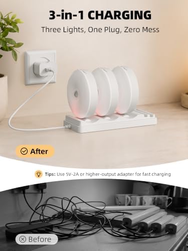 EZVALO RGB Puck Lights with Charging Station