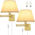 TRLIFE Dimmable Brushed Brass Wall Sconces, Set of 2