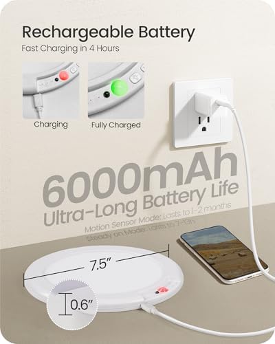 Rechargeable Motion Sensor Ceiling Light, Remote, Magnetic
