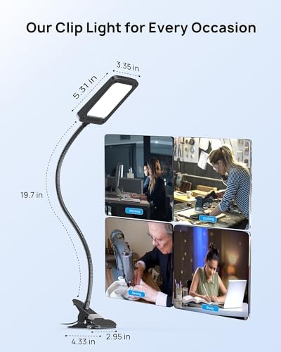 TROND 1000LM LED Clamp Desk Lamp, 3-Level Dimmable