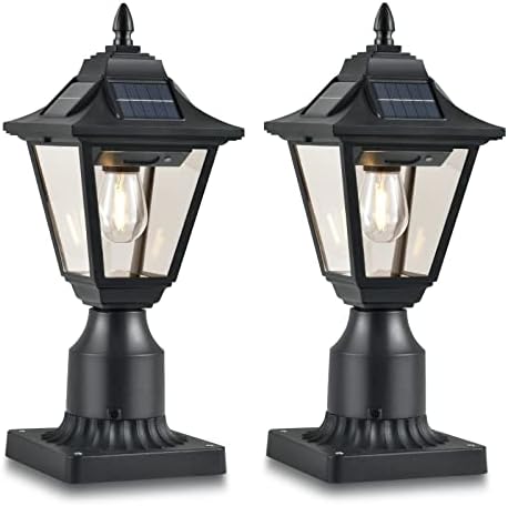 Solar Post Lights, Motion Sensor, 2 Pack