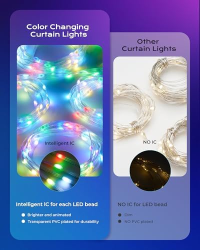 Brightown 400 LED RGB Smart Curtain Lights, 6.6x6.6ft