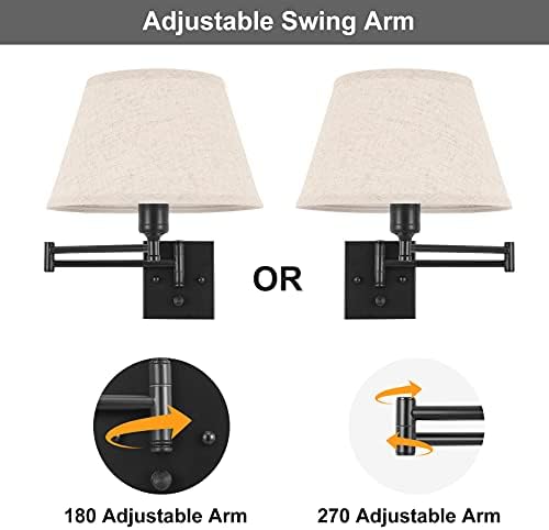 TRLIFE Dimmable Plug-in Swing Arm Wall Sconces, 2 Pack