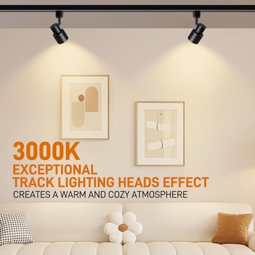 10W H-Type LED Track Lighting Heads, Black, 4 Pack