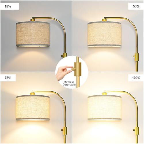 Nintiue Arc Floor Lamp, Dimmable, Gold