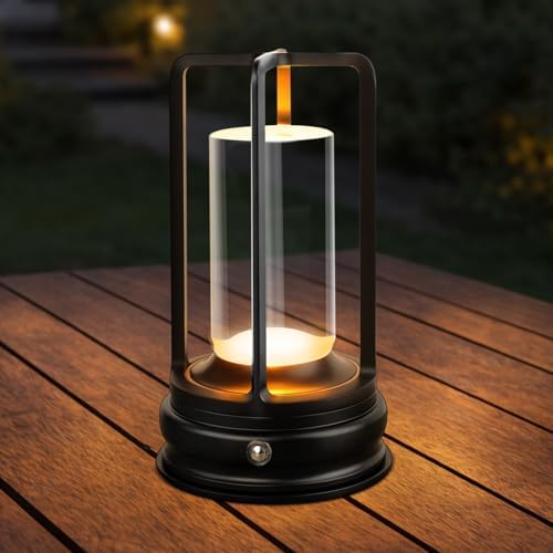Cordless Rechargeable LED Table Lamp, 3 Color Temperatures, Black