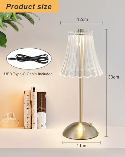 Satin Nickel Rechargeable Cordless Touch Table Lamp, 3 Colors