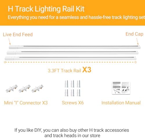 VANoopee 10FT H Track Lighting Rails, White