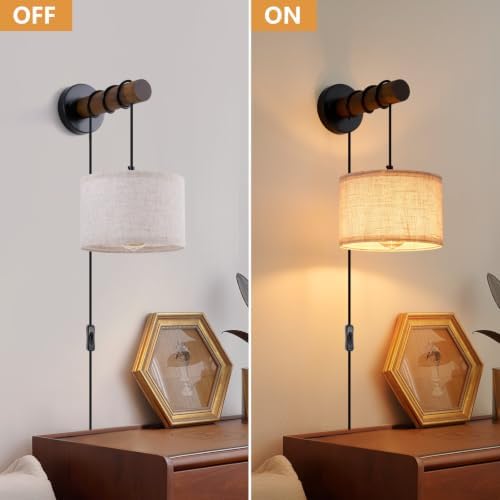 XSDeTu Plug-in Wall Sconces Set of 2