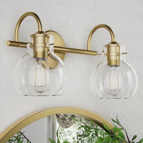2 Lights Modern Gold Bathroom Vanity Light