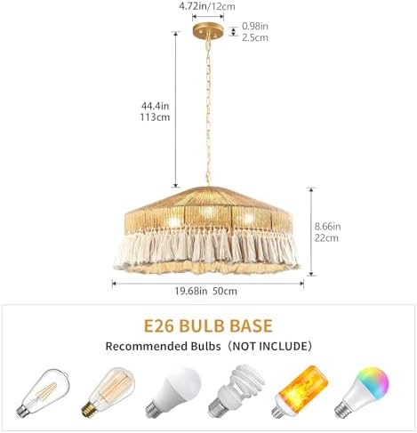 Large 3-Light Handwoven Rattan Pendant Light