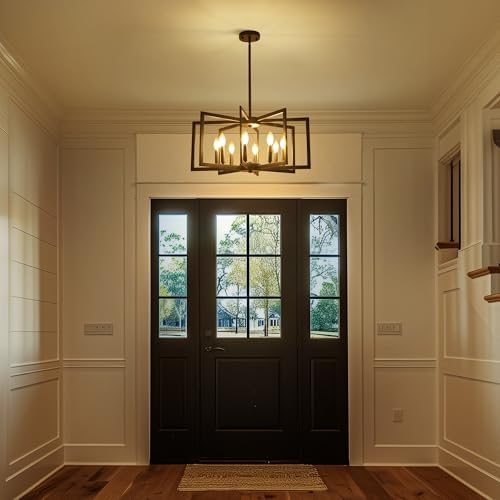 Klgxnrd 8-Light Black Geometric Farmhouse Chandelier