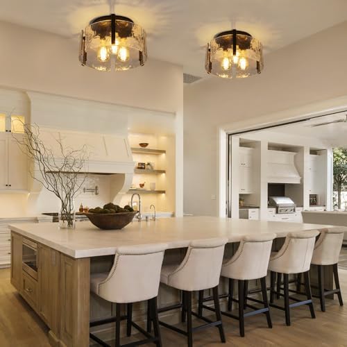 Black 3-Light Semi Flush Mount Ceiling Light Fixture