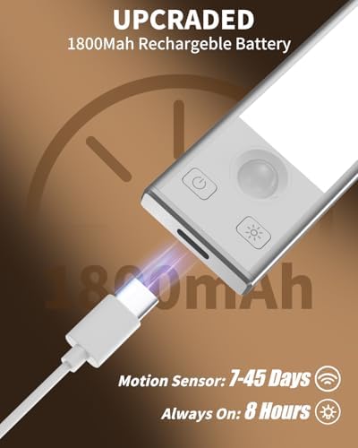 8-Inch Rechargeable Motion Sensor Under Cabinet Lights, 3 Pack