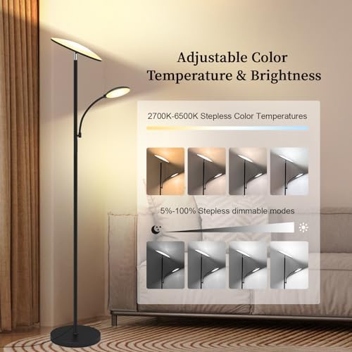 42W 4500LM LED Floor Lamp with Reading Light
