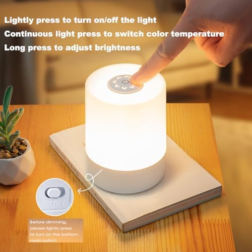 JININQ Rechargeable Touch Bedside Table Lamp