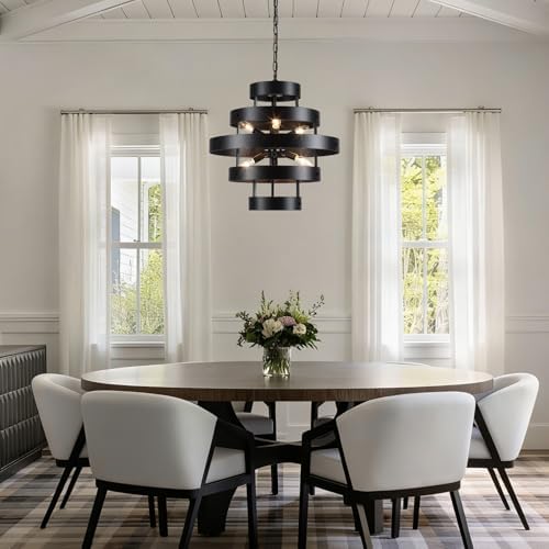 6-Light Black Industrial Farmhouse Chandelier