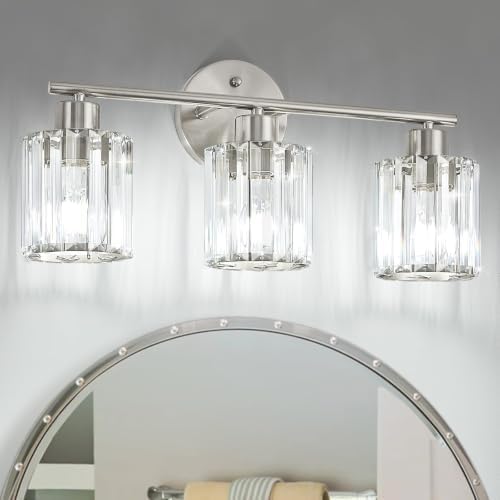 Modern Brushed Nickel 3-Light Bathroom Fixtures