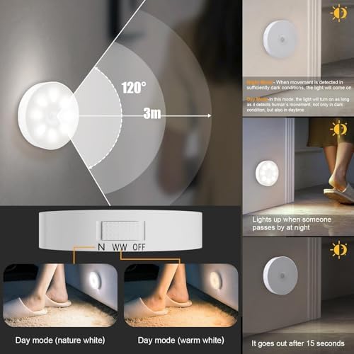 6 Pack Wireless Motion Sensor Under Cabinet Lights