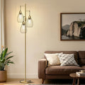 Dimmable Floor Lamp, 3 x 800LM LED Bulbs, Brass