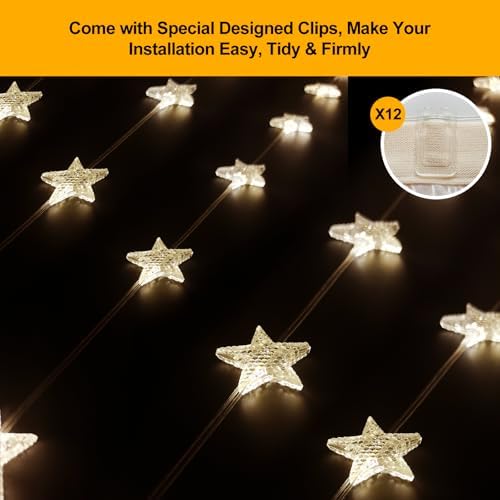 Star Curtain Lights, 70 Stars, Warm White