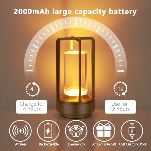 Small Rechargeable Cordless Table Lamp, Gold