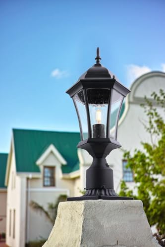 24 Inch Large Dusk to Dawn Outdoor Post Lights Aluminum Black Exterior