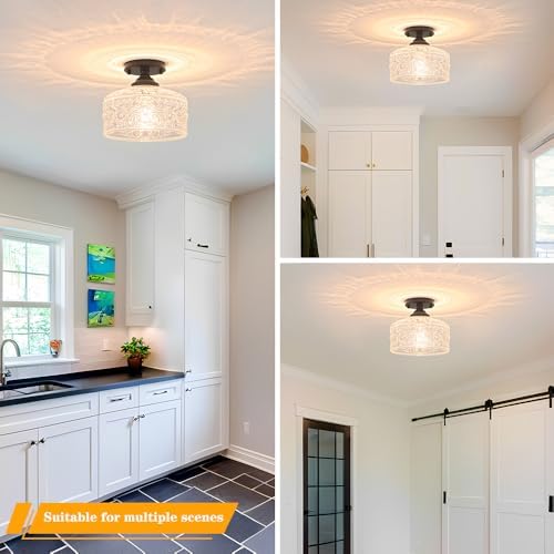 Daunton Small Matte Black Semi Flush Mount Ceiling Light