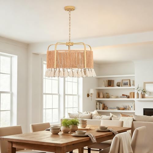 20” 4-Light Rattan Chandelier