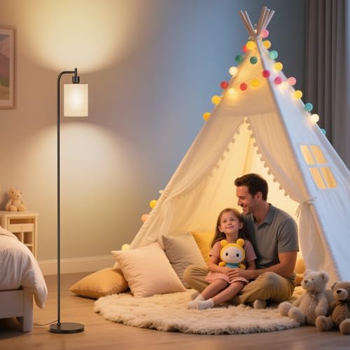 SIBRILLE Dimmable Floor Lamp, Linen Shade, Remote Control