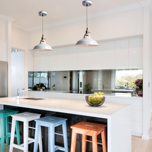 CLAXY Industrial White Metal Pendant Light