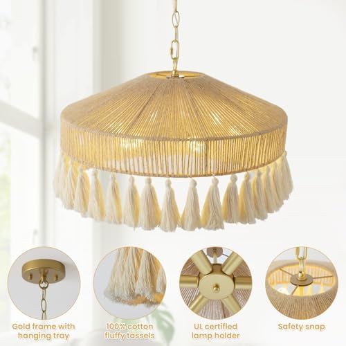 Boho Hand-Woven Rattan Chandelier Pendant Light