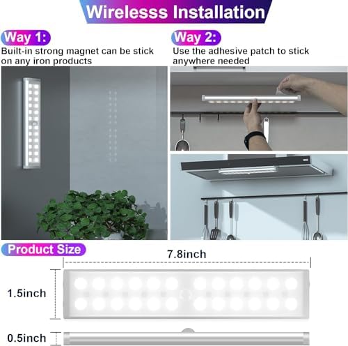 58-LED Rechargeable Motion Sensor Closet Lights, 4 Pack