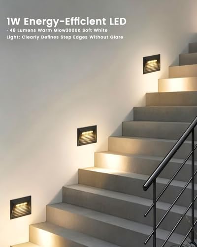 6-Pack Outdoor 1W LED Step Lights, 3000K Warm White