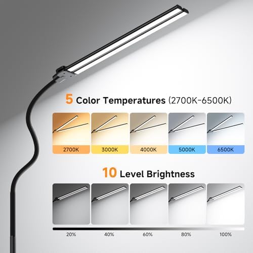 20W 1400LM LED Floor Lamp with Adjustable Neck