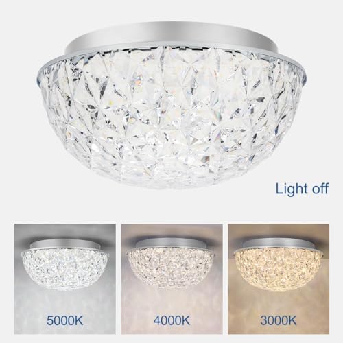 DAKASON 12in LED Crystal Chandelier, 3CCT