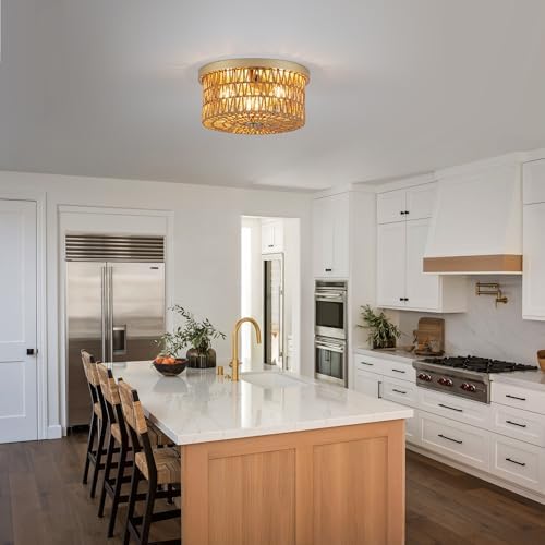 3-Light Rattan Flush Mount Ceiling Light