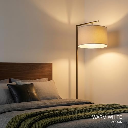 Brightech Montage Modern Floor Lamp, Tan Shade, Black