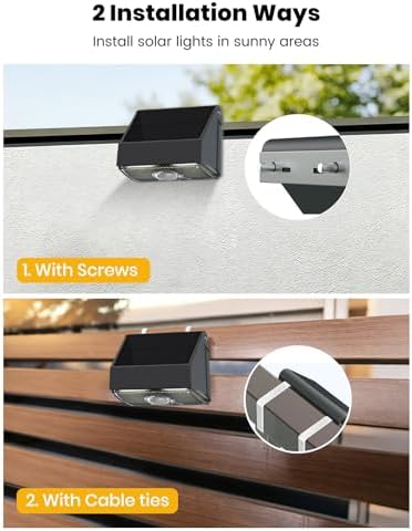 SOTTLOT Solar Fence Lights, 2 Pack, 3000K 4000K