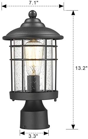 Emliviar 13-Inch Black Outdoor Post Light
