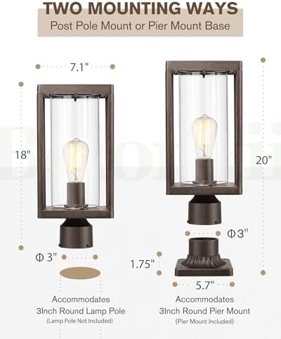 Beionxii Outdoor Post Light, 20", Bronze